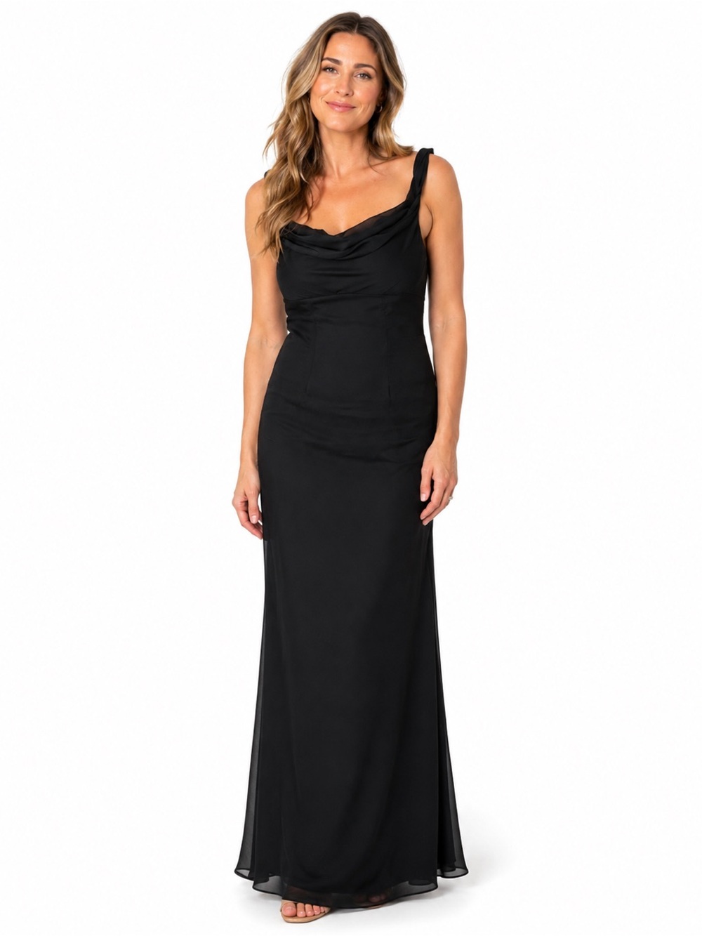 Practical Magic Watters & Watters black cowl neck chiffon maxi‎ dress Witchcore